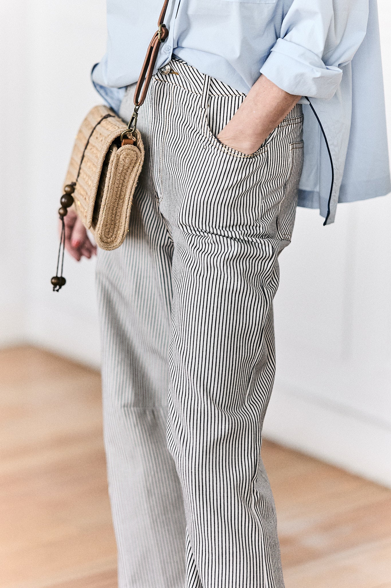 Pantalón Rayas Blanco con Azul
