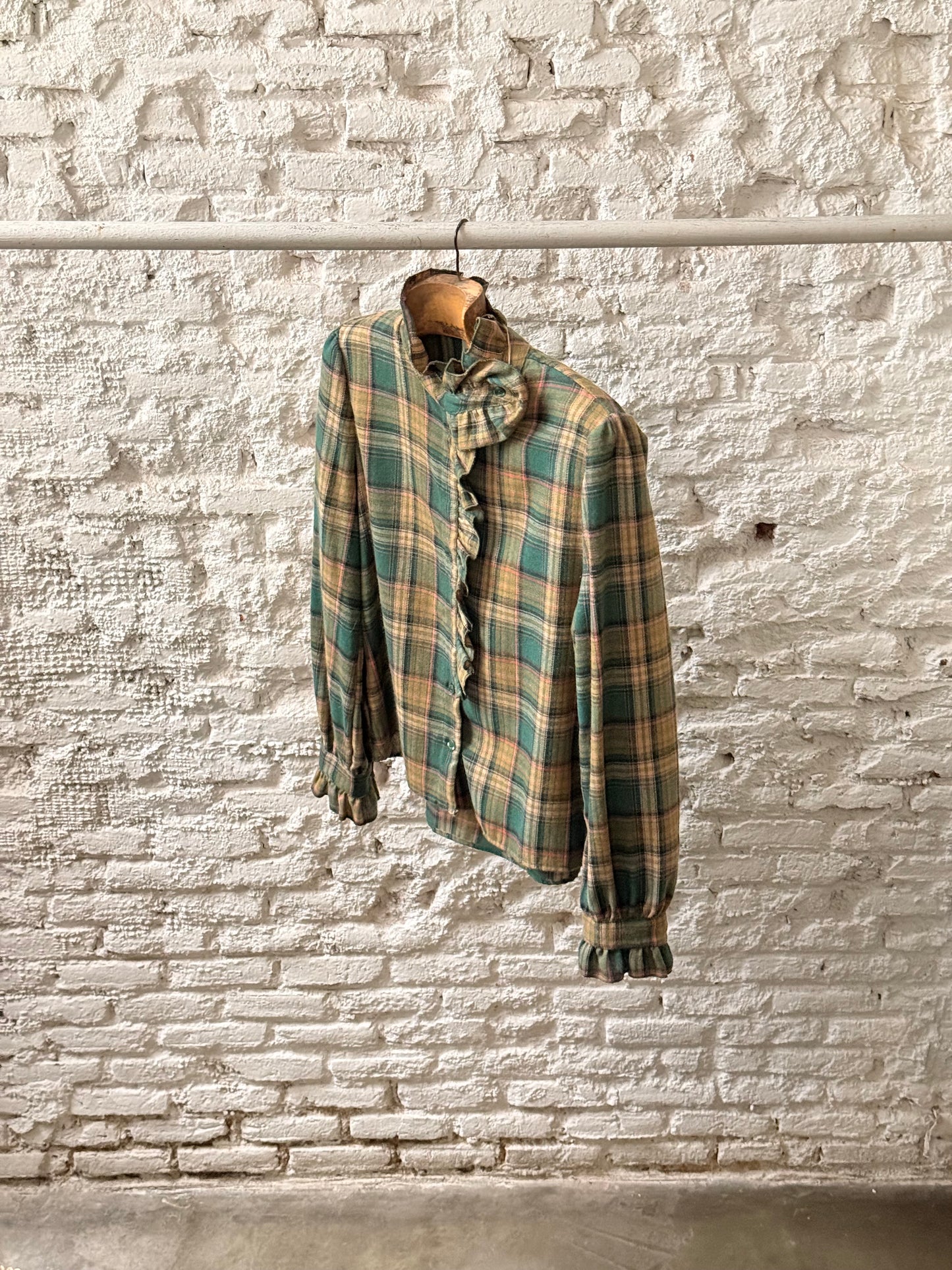 Camisa Cuadros Cuello Botón Cruzado