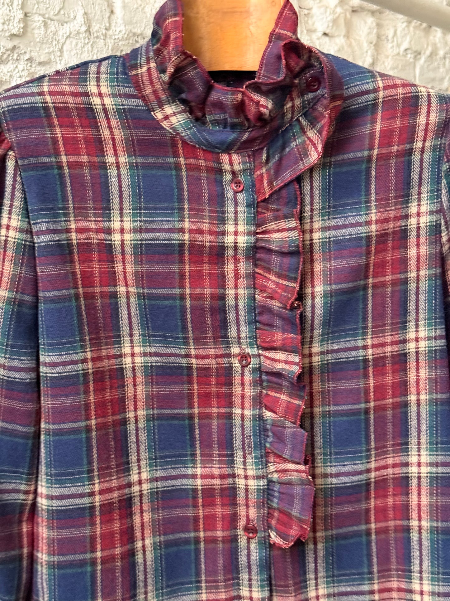 Camisa De Cuadros Cuello Botón Cruzado