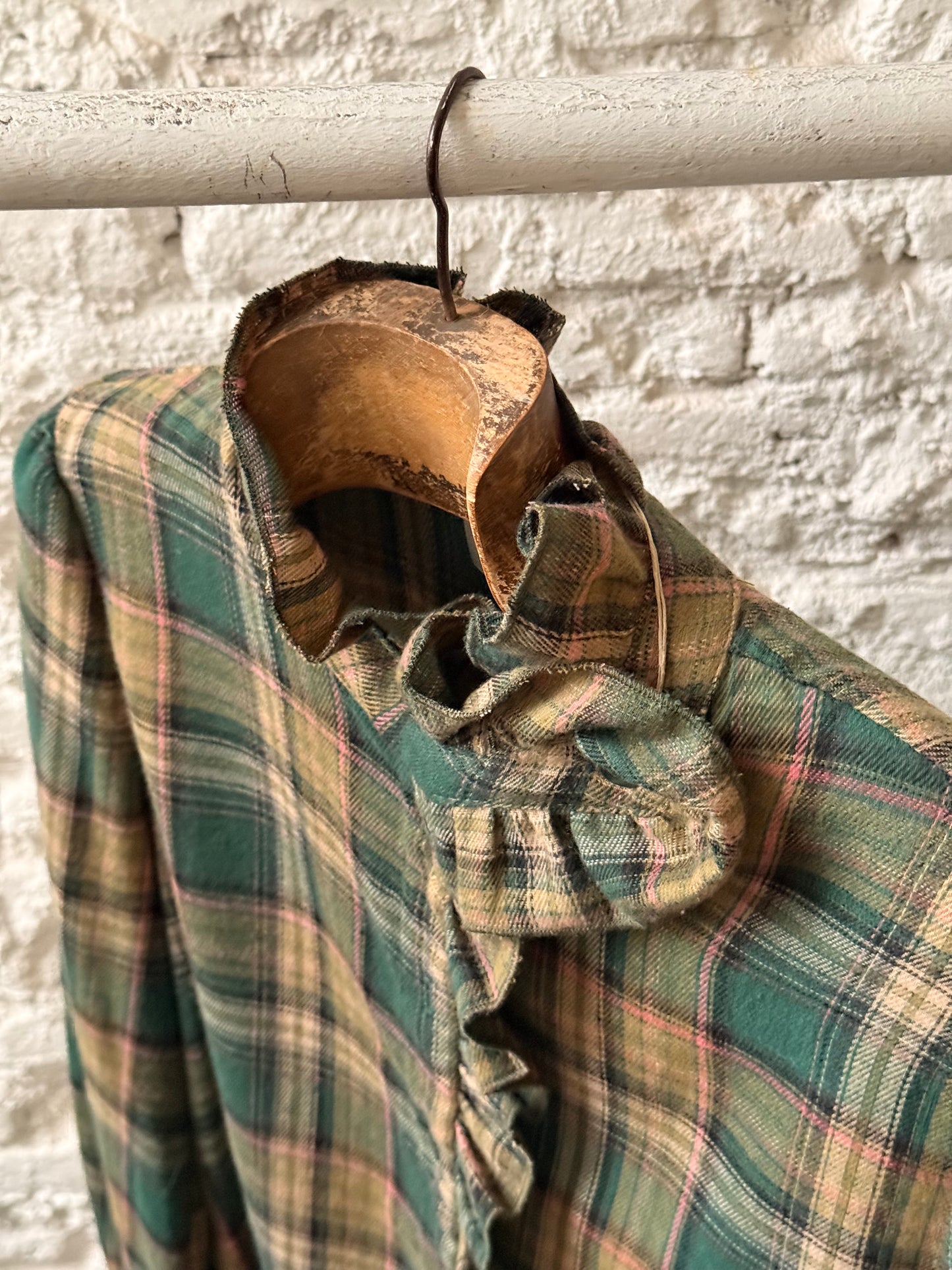 Camisa Cuadros Cuello Botón Cruzado