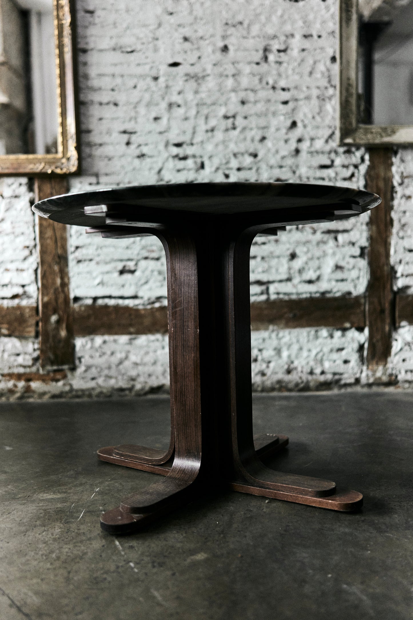 Mesa Mármol Pie Madera Años 50
